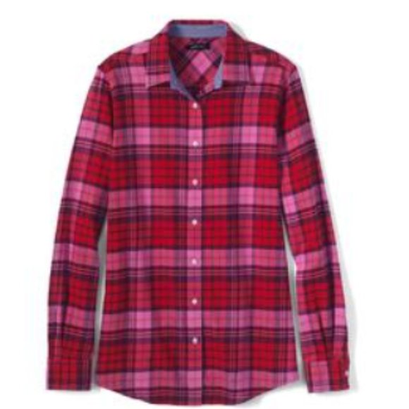 3x Lands End Flannel Button Down shirt